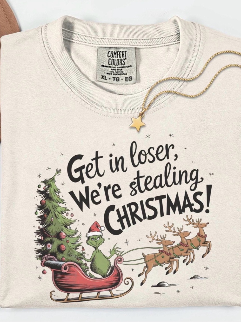 Comfort Colors White Holiday Graphic Long-Sleeve Tee